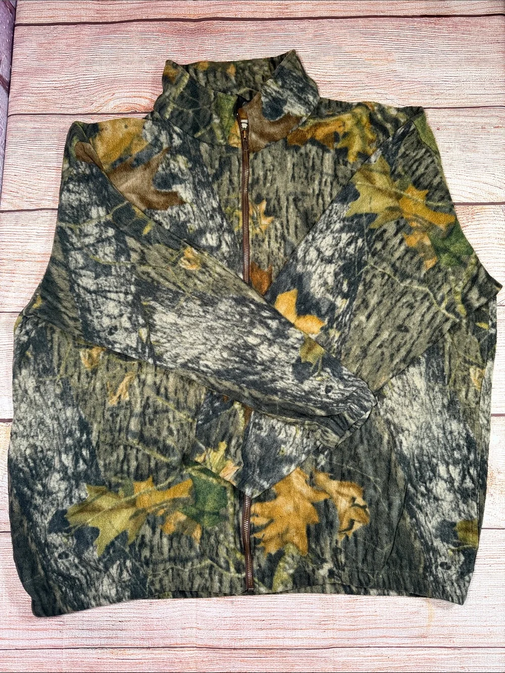 FieldStaff Mossy Oak Camo Fleece Jacket Men’s 2XL Full Zip Hunting Realtree